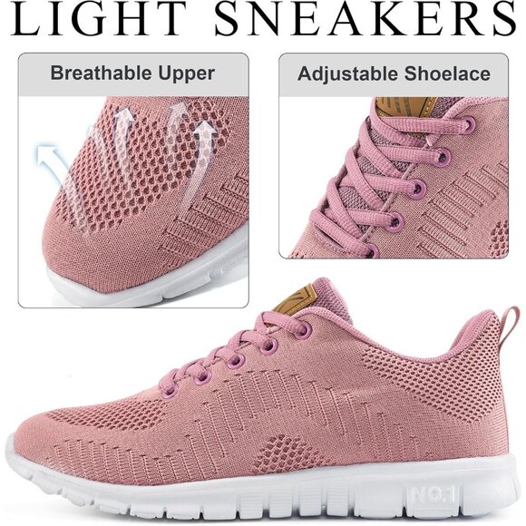 ⚡Women Pink 3D Mesh Upper Comfortable Lightweight Breathable Walking Sneaker - Picture 3 of 6